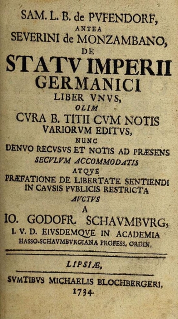 S. von Pufendorf - De Statu Imperii Germanici. 1734