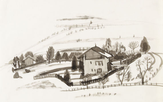 Gabriele Münter - Voralpenlandschaft mit Bauernhaus
