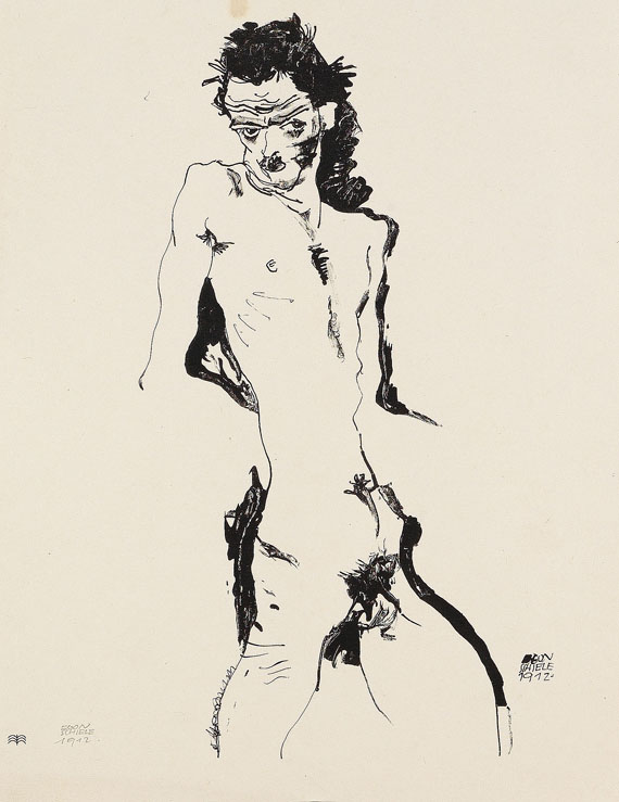 Egon Schiele - Männlicher Akt (Selbstbildnis) I