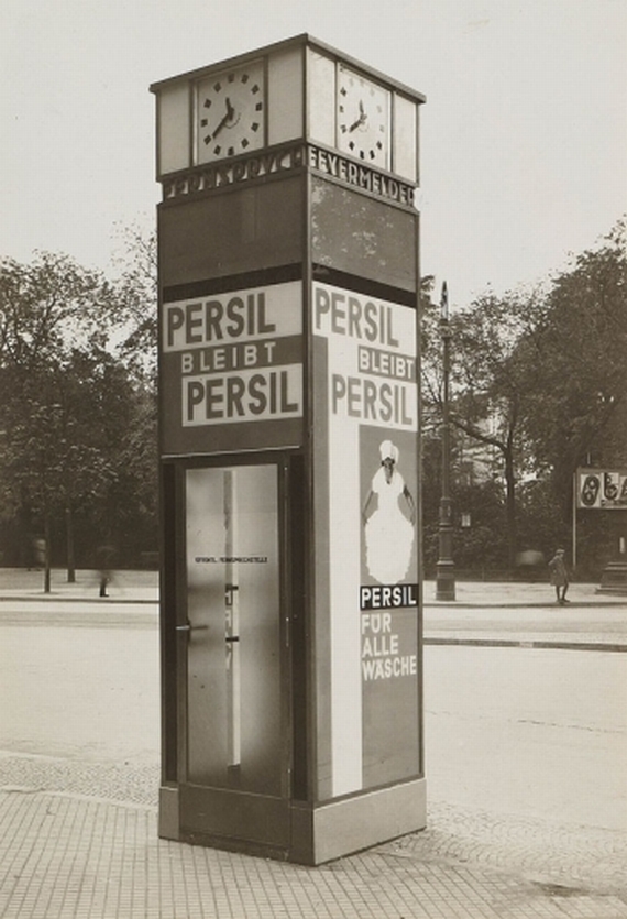 Walter Dexel - 2 Bll.: Telefonsäule Frankfurt/M. Reklame-Uhr