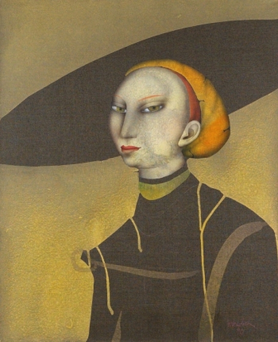 Paul Wunderlich - Junge Dame mit Hut nach Lucas Cranach