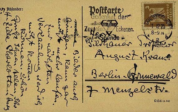Heinrich Zille - Autograph. An Kraus 1925 (74)