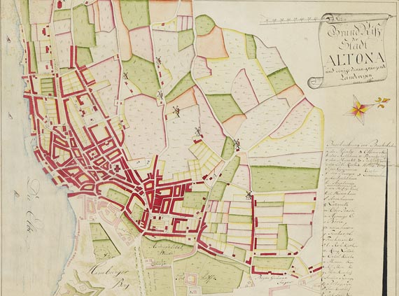  Hamburg - Grund-Riss der Stadt Altona und einige daran gränzende Ländereyen.