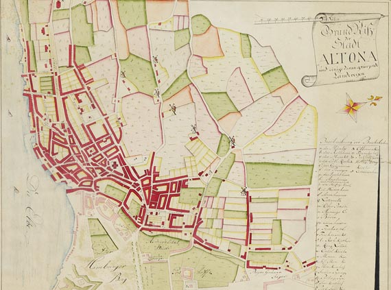  Hamburg - Grund-Riss der Stadt Altona und einige daran gränzende Ländereyen.