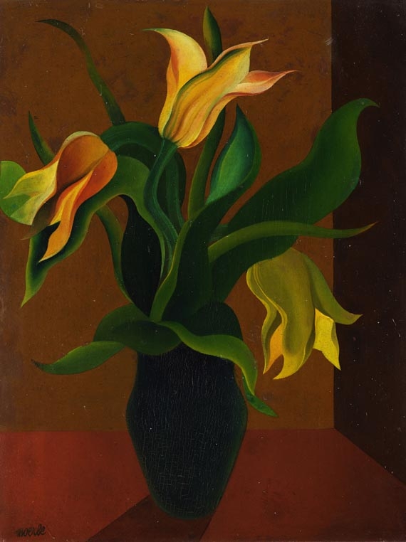 Heinrich Hoerle - Tulpen in dunkler Vase