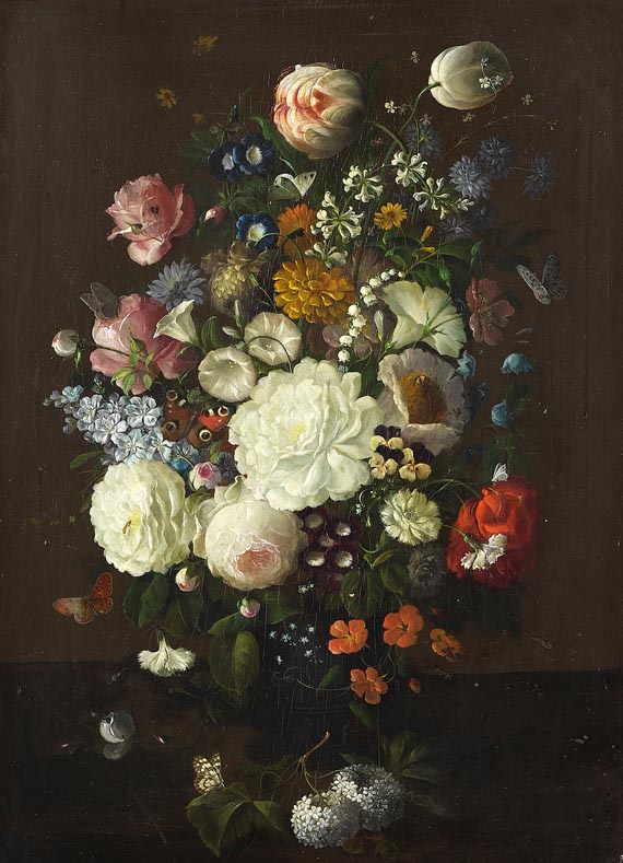 Rachel Ruysch - Nachfolge - Blumenstillleben mit Schmetterlingen