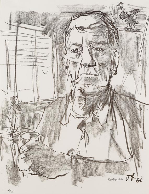 Oskar Kokoschka - Selbstbildnis mit Statuette