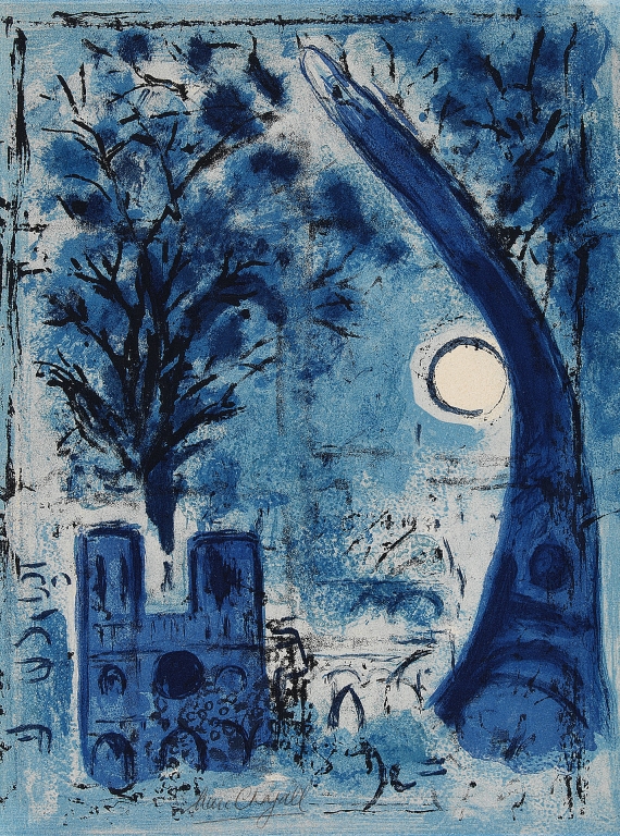 Marc Chagall - Notre Dame und Eiffelturm