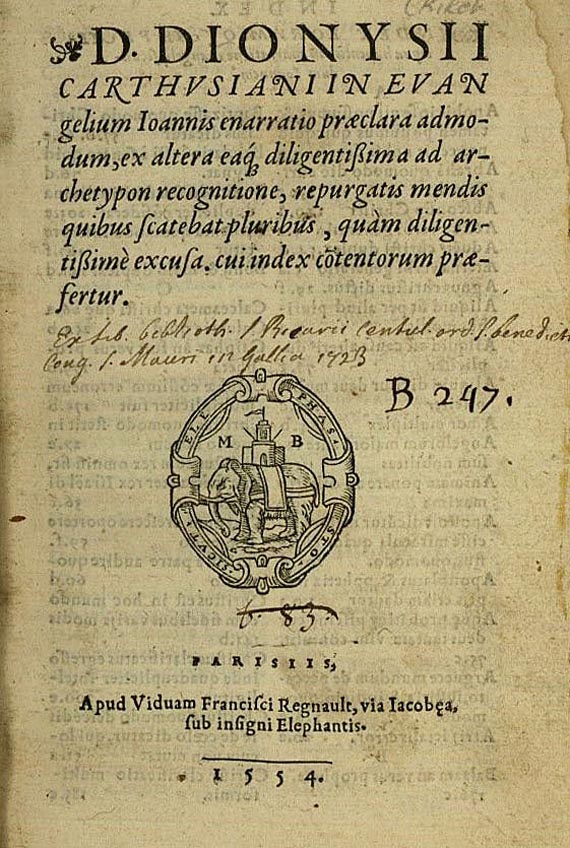 Dionysius Cartusianus - In evangelium loannis. 1554 (29)