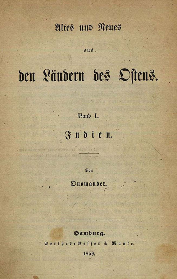 Onomander - Länder des Ostens. 3 Tle. in 1 Bd. 1859