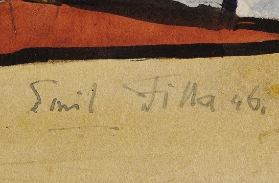 Emil Filla - Figürliche Komposition (Fensterputzende auf der Leiter) - Autre image