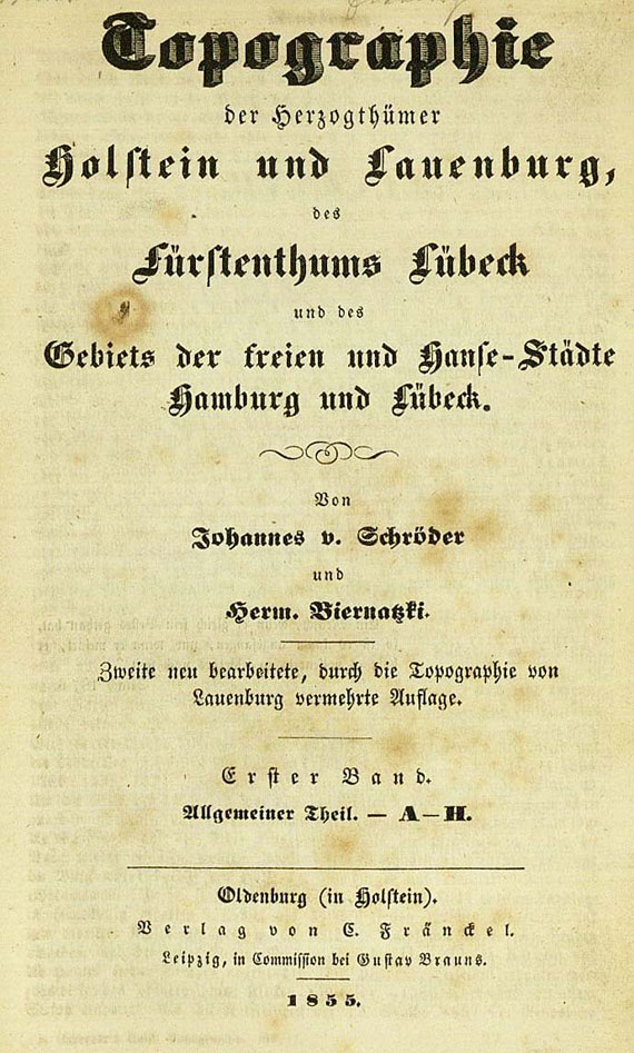 Deutschland - Schröder, J. von, Topographie der Herzogthümer 2 Bde.1855