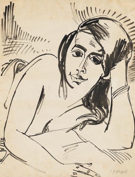 Hermann Max Pechstein - Mädchen mit aufgestütztem Kopf