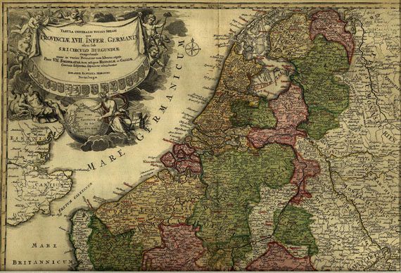 Belgien - Niederlande + Nordfrankreich. 2 Bll. 1730