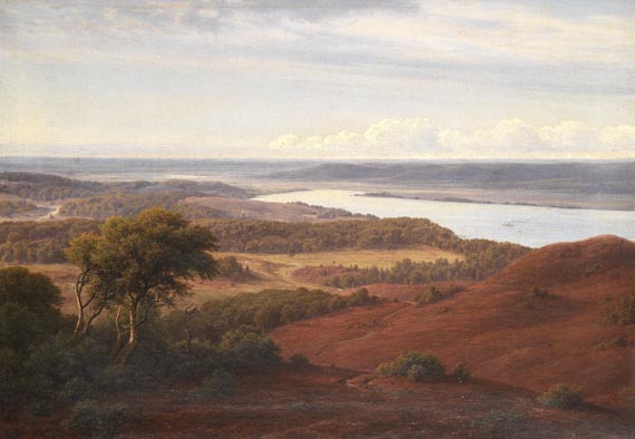 Georg Emil Libert (Liebert) - Weite dänische Heidelandschaft mit Meeresarm