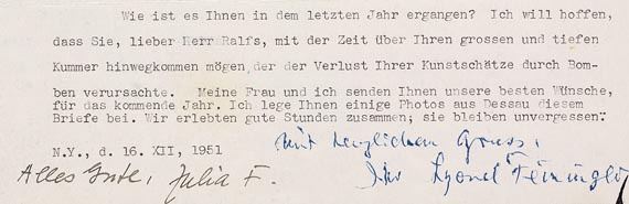 Lyonel Feininger - Masch. Brief mit Zeichn. (1951) - Autre image