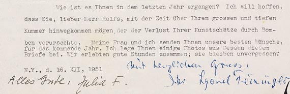 Lyonel Feininger - Masch. Brief mit Zeichn. (1951) - Autre image