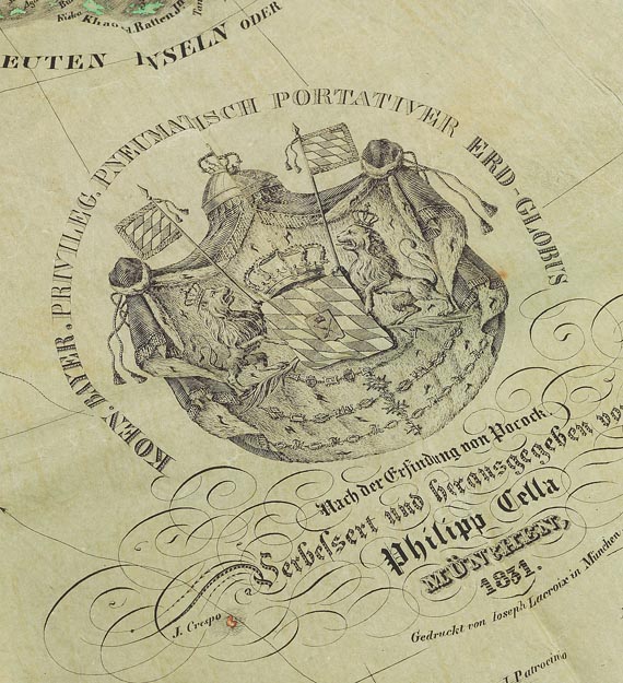  Globus - Cella, Ph., Pneumat. portativer Erdglobus. In Schachtel. 1831. - Autre image