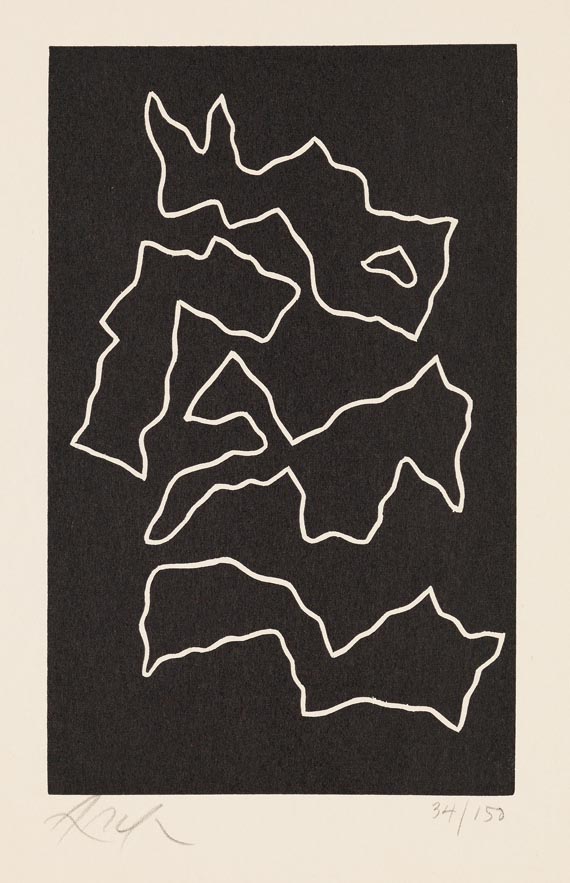 Hans (Jean) Arp - 2 Blätter: Relief II. Lune en Rodage