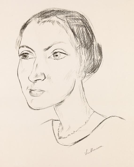 Max Beckmann - Frauenkopf mit Halskette (Frau Parcus)