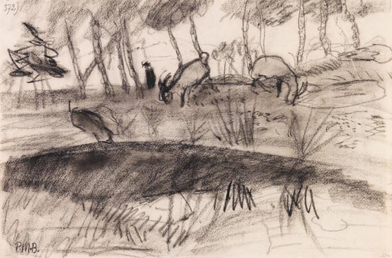 Paula Modersohn-Becker - Worpsweder Landschaft mit zwei Ziegen