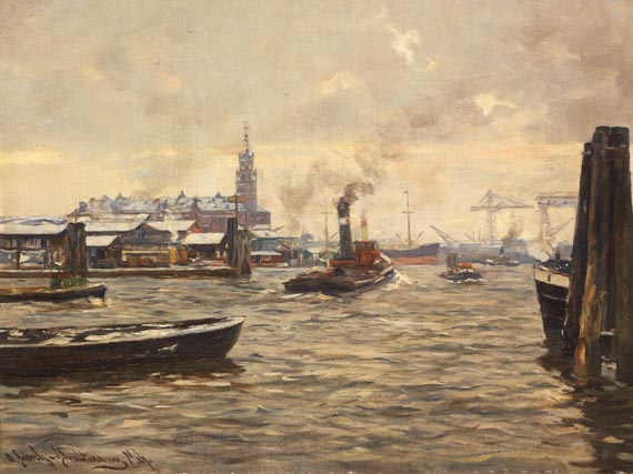 Otto Schulz-Stradtmann - Hamburger Hafen mit Kehrwiederspitze