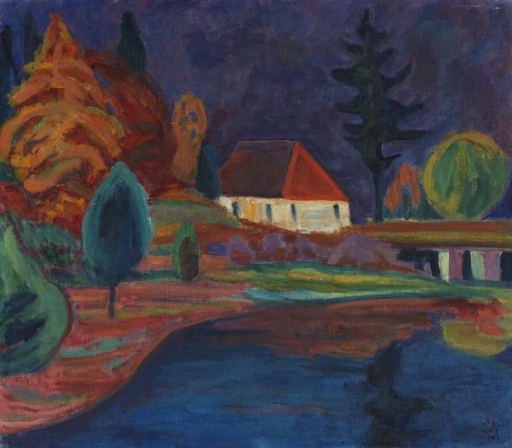 Gabriele Münter - Landschaft mit Haus in Oberau