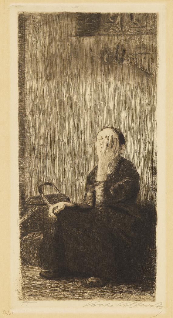 Käthe Kollwitz - An der Kirchenmauer.