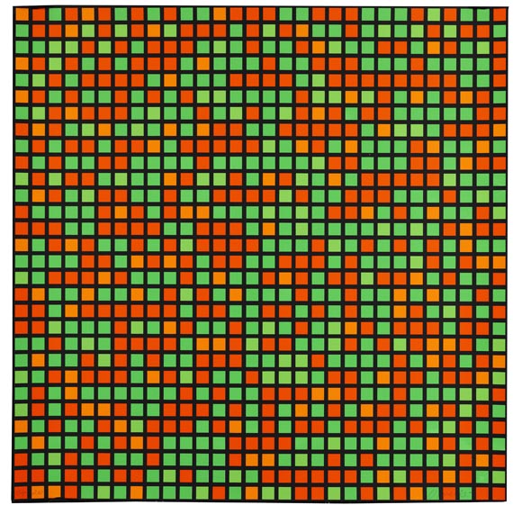 François Morellet - Composition vert et rouge