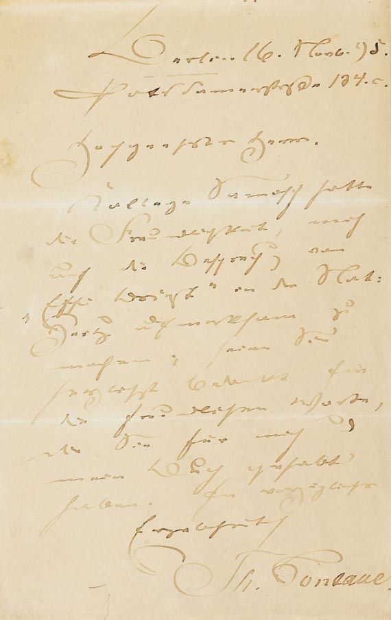 Theodor Fontane - 1 Autograph. 1895.