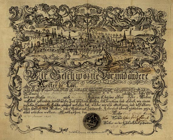  Handwerkskundschaft - 1 Bl. Handwerkskundschaft Nordhausen. 1801