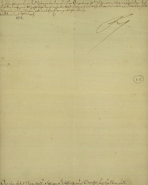  Friedrich II. der Große - Schreiben m. eigh. U. 1778