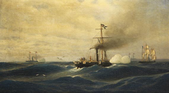 Robert Parlow - Seegefecht zwischen Kanonenboot "SMS Meteor" und dem französischen Aviso "Bouvet" vor Havanna am 12. November 1870
