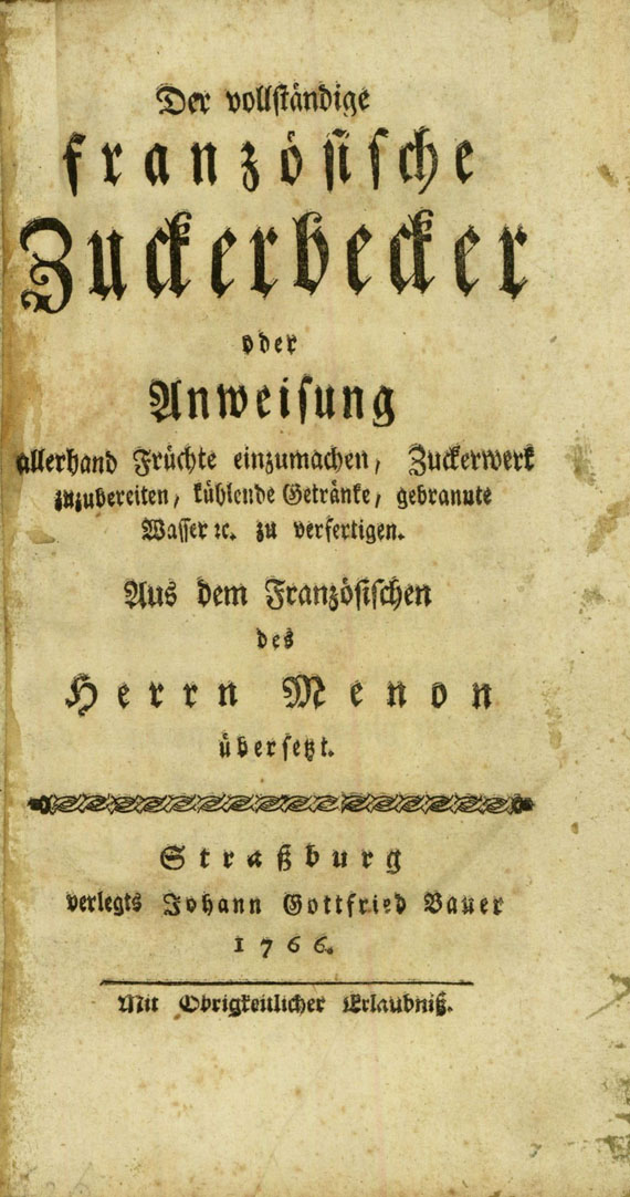 Menon - Der vollständige französische Zuckerbäcker. 1766