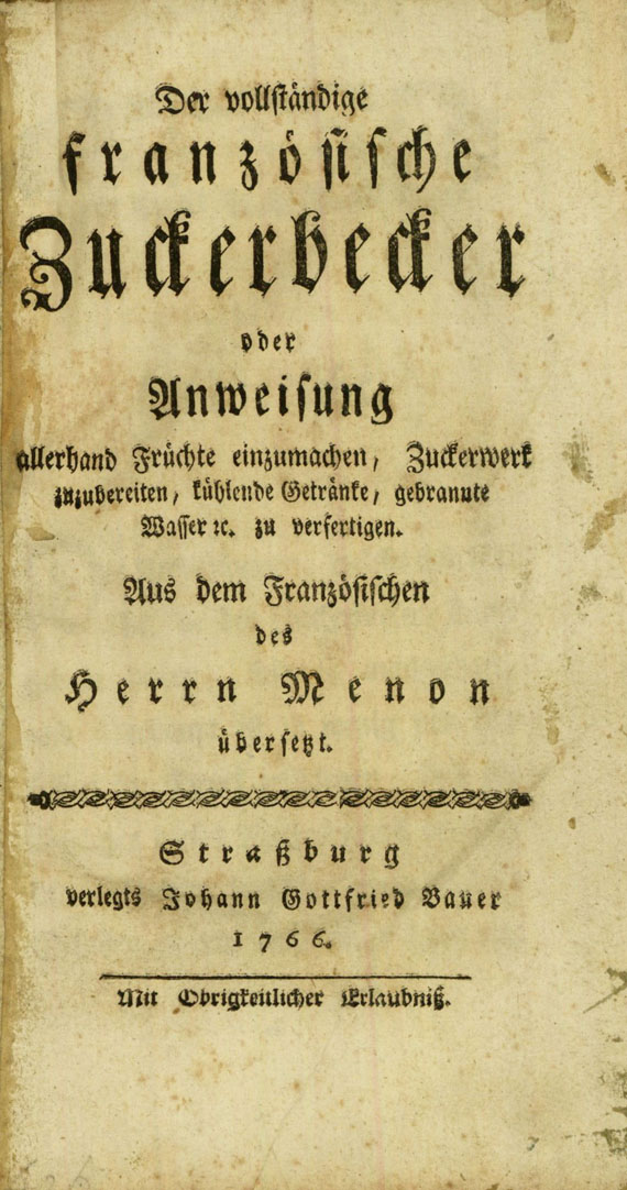 Menon - Der vollständige französische Zuckerbäcker. 1766