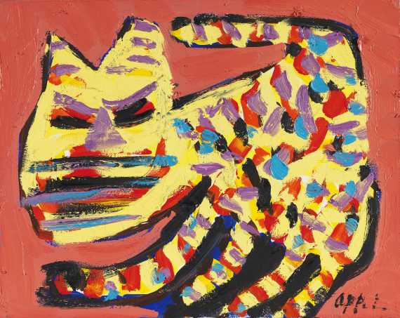 Karel Appel - Cat on red