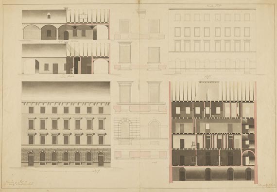  Süddeutschland - 11 Blätter: Konvolut mit Architekturzeichnungen von Johann Molfenter