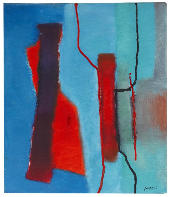 Fritz Winter - Rot vor Blau - Signature