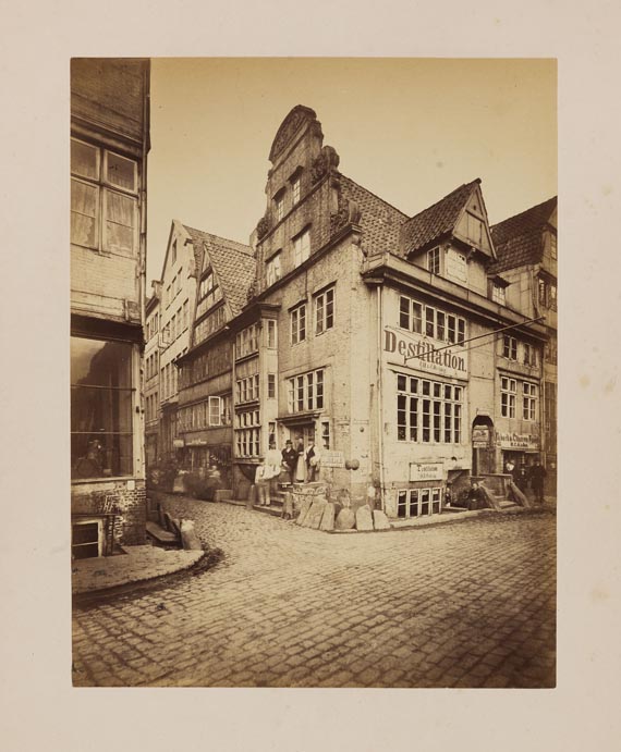 Mattentwiete - 1 Foto, Ch. Fuchs, Eckhaus Mattentwiete/ Bei der Mühren. 1863