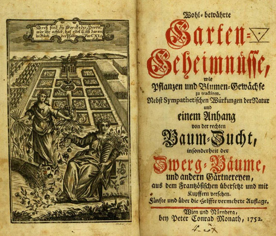   - Wohlbewährte Gartengeheimnisse, 1752.