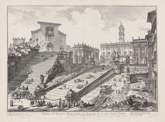 Giovanni Battista Piranesi - Veduta del Romano Campidoglio con Scalinata che va alla Chiesa d