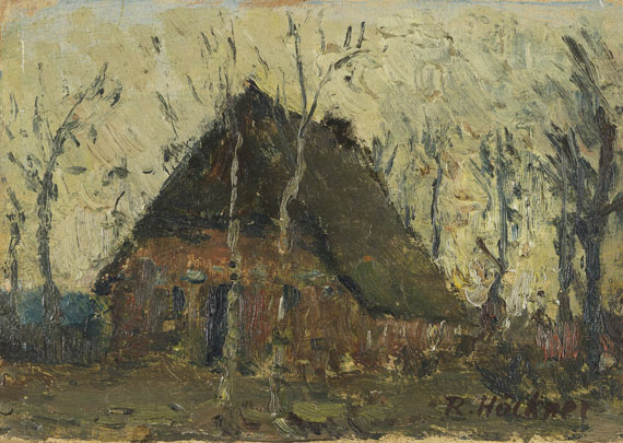 Rudolf Höckner - 3 Ölgemälde: Hafenmotiv, Windmühle, Bauernhaus