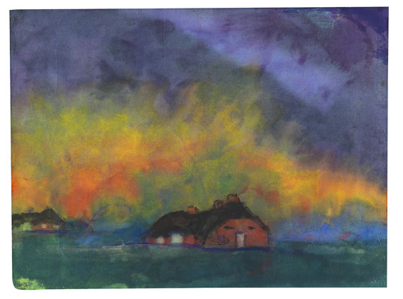 Emil Nolde - Marschlandschaft um Utenwarf (Bauerngehöft mit Abendhimmel)