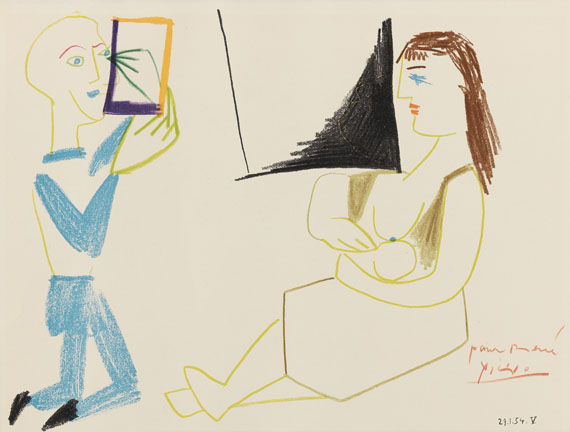 Pablo Picasso - Clown et femme nue (aus Verve)