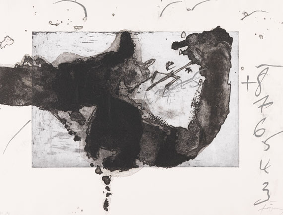 Antoni Tàpies - Tàpies, Antoni: Un vase de terre et le T du nom de Tàpies. Ca 1990.