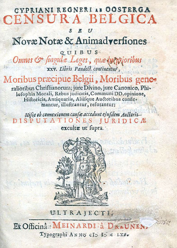 Cyprianus Regnerus ab Oosterga - Censura Belgica. 1661.