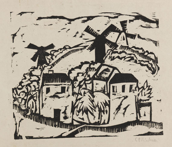 Ernst Ludwig Kirchner - Landschaft mit Windmühlen