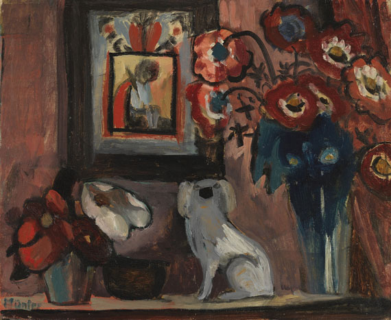 Gabriele Münter - Stillleben mit Hinterglasbild und Keramikhund