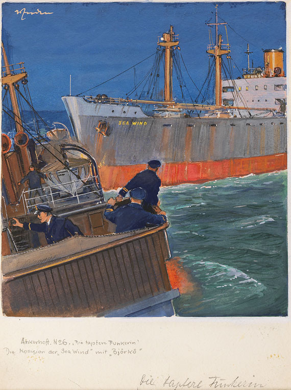 Walter Zeeden - 2 Bll.: Die Kollision der Frachtschiffe "Seawind" mit "Björkö" - Autre image
