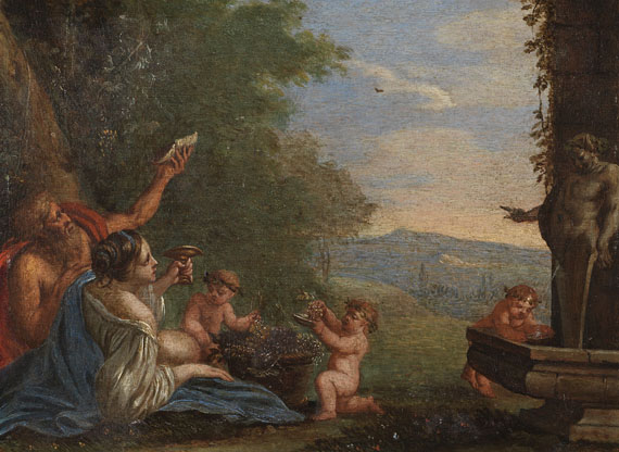 Flandern - 2 Gemälde: Bacchantische Szenen mit Ceres, Faun und Bacchus